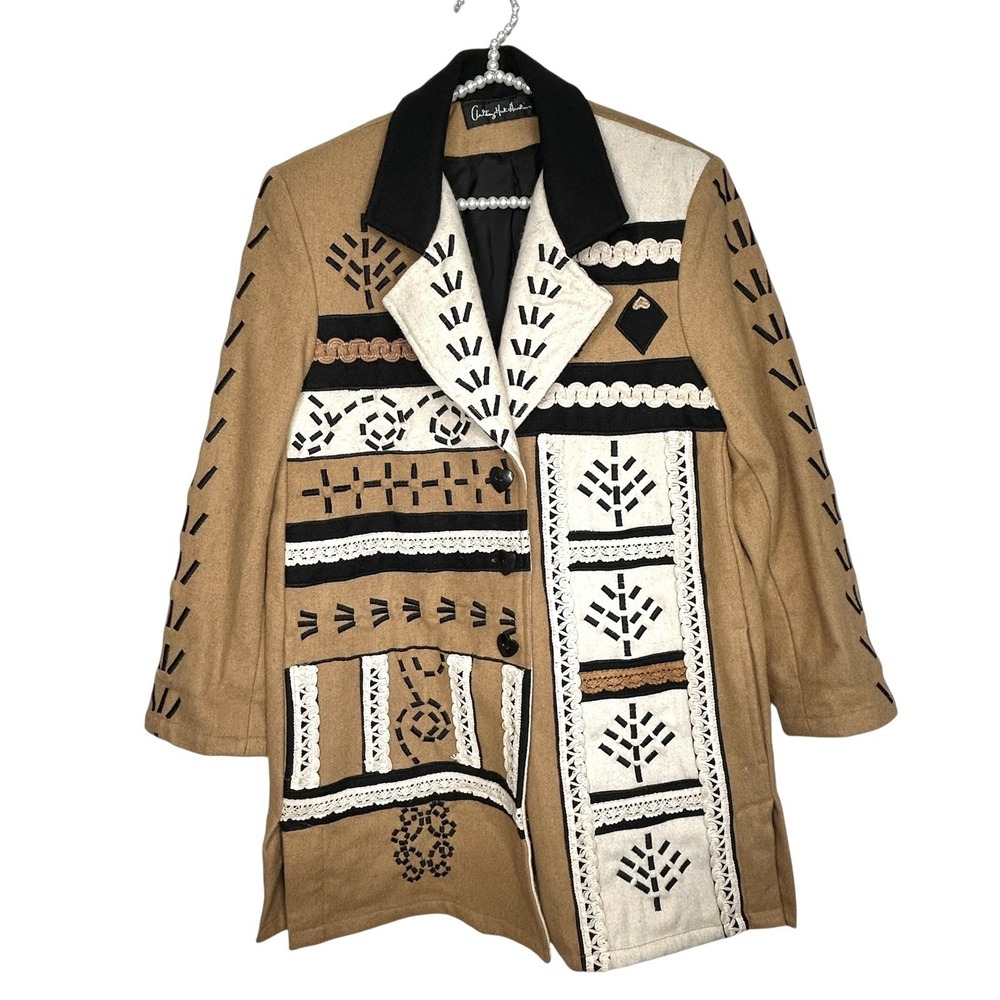 Vintage Anthony Mark Hankins Wool Indie Boho Coat M Y2k Art To Wear Embroidered‎